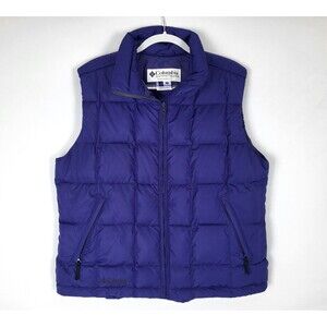 Columbia Womens XL Quilted Down Puffer Vest Navy Blue Full Zip